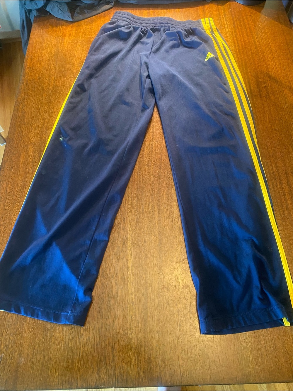 adidas Men Blue/Yellow Track Pants 29" Inseam sweatpants sweats Waist medium
